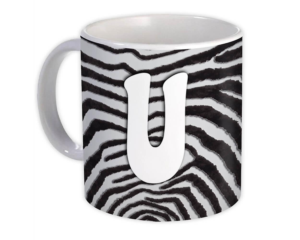 Hediye Kupa: Monogram Harf U Zebra