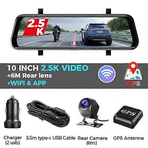 2.5K Car DVR Wifi GPS Track FHD Video Rear View Mirror 3 IN 1 Recorder 10 Inch Dash Cam Sony Lens Streaming Rearview Mirror