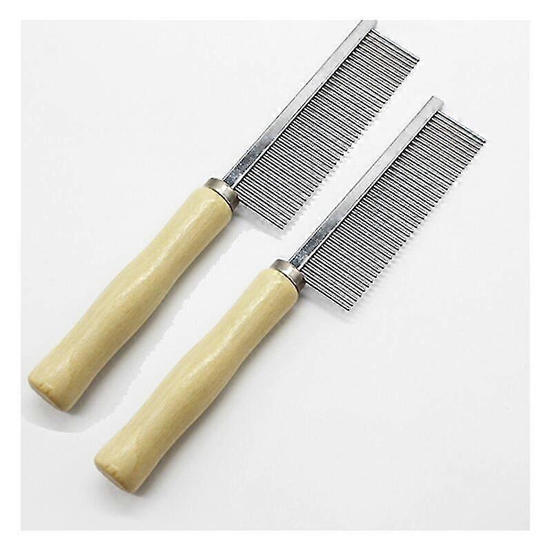 Pet Comb Solid Wood Handle Metal 2 Wooden Handle