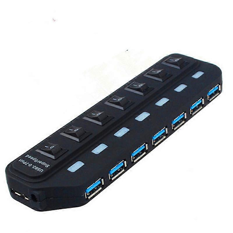 High Speed USB3.0 Data Hub 7-port USB Expander with Individual Power Switch