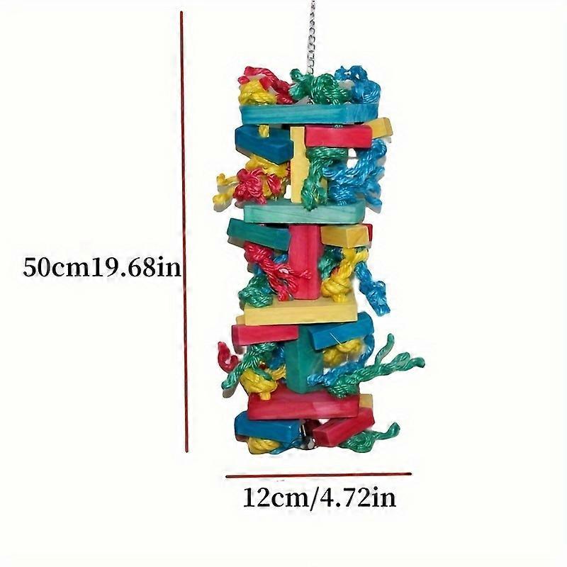 1pc Large & Medium Parrot Chewing Toy - African Grays Wooden Molar Delight, Colorful Block Beak Conditioner, Essential Cage Accessory for Playful Hour