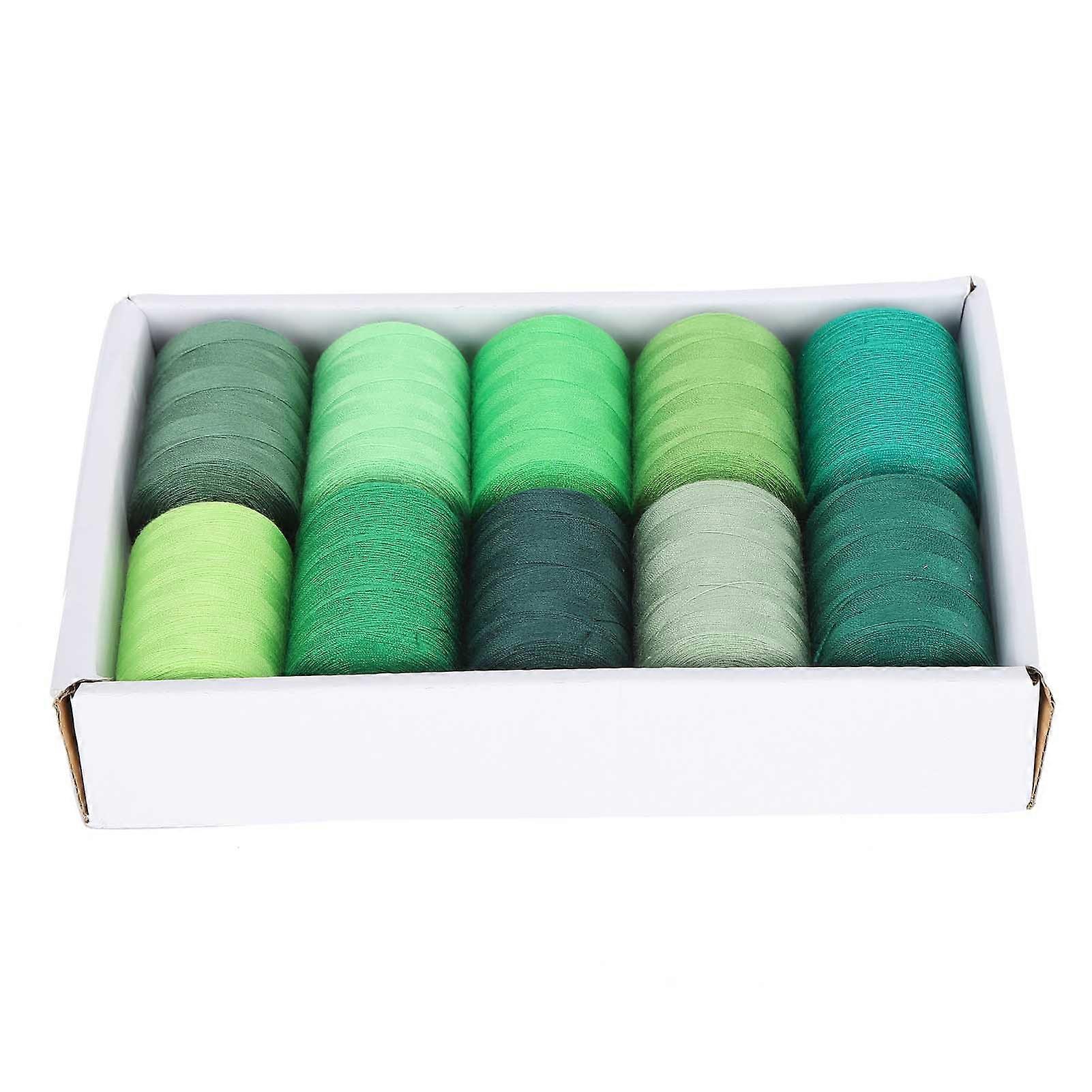 Green Sewing Thread Set 10 Rolls 1000 Yards Each for Household DIY and Machine Use