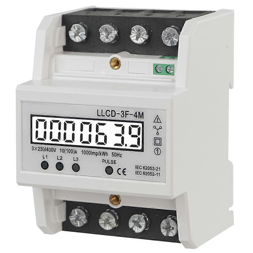 Three Phase Meter 3-Phase Digital Energy Meter For DIN Top Hat Rail LCD,100% New