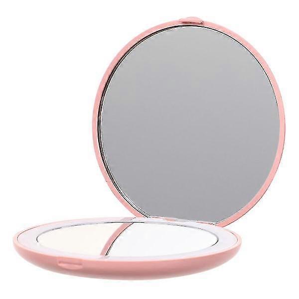 Foldable Pocket Size Double-sided 10x Magnifying Makeup Mirror With Led Lights-c