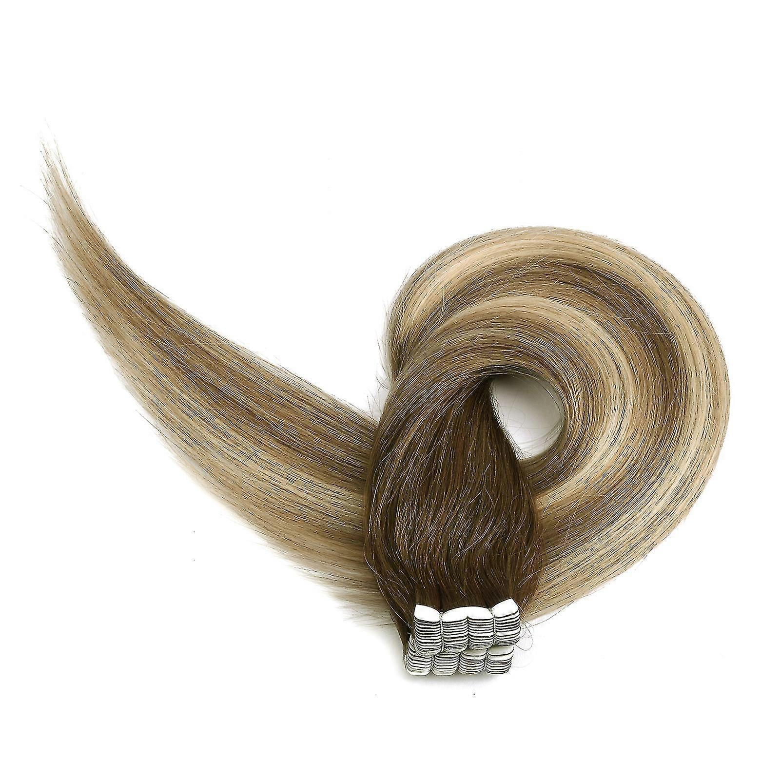 12 polegadas mini fita marrom humana extensões de cabelo amarelo claro para mulheres