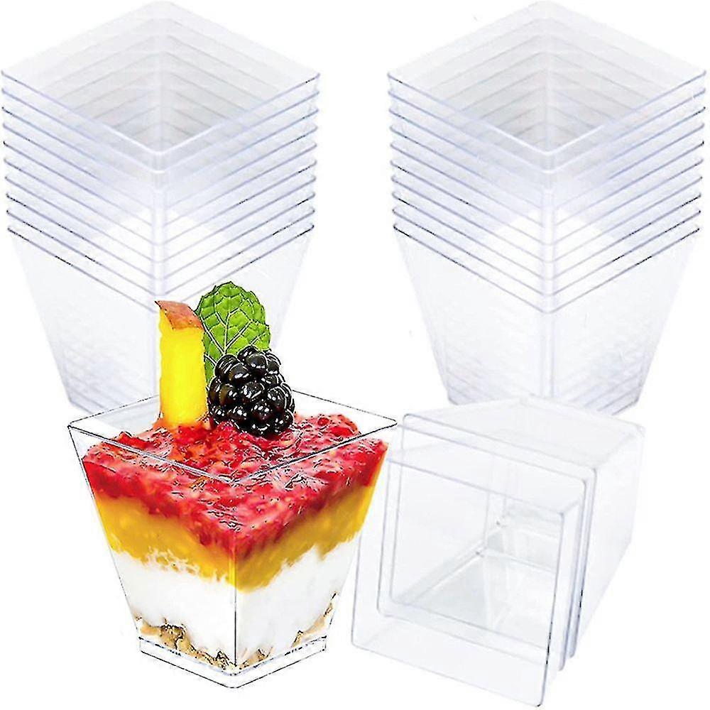 50Pcs Disposable Mousse Cups Transparent Gold Powder Mousses Dessert Cupspoons