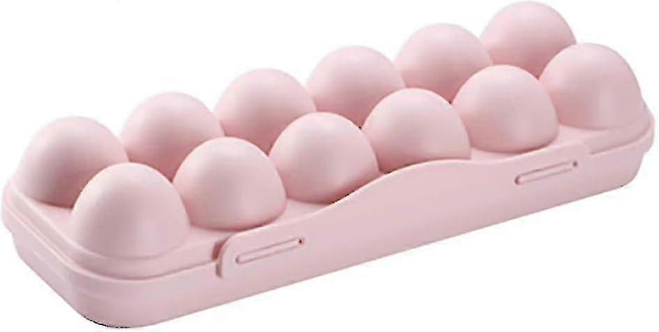 12 Egg Plastic Storage Box With Lid  Suitable for Refrigerator and Outdoor Use Pink