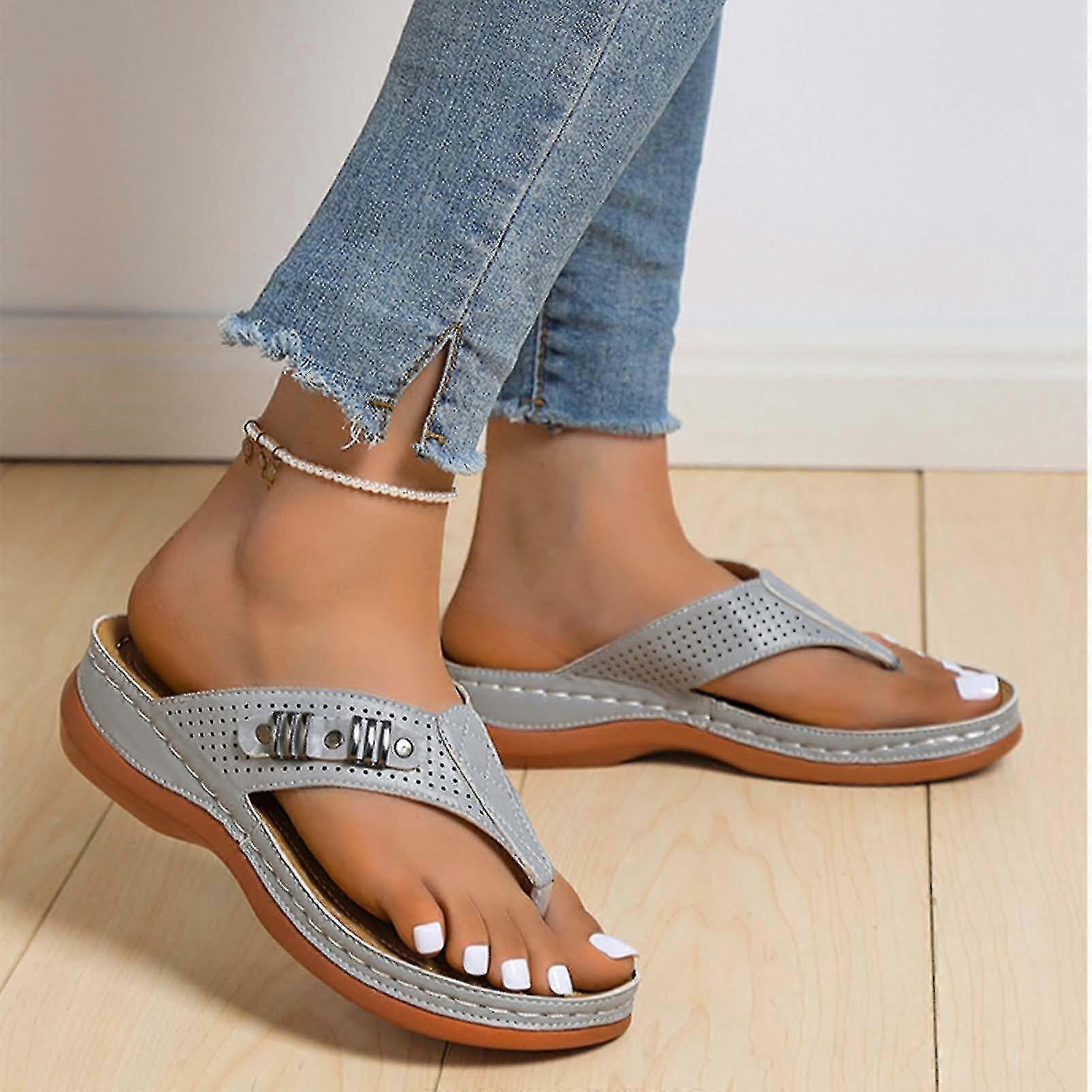 Women's Orthopedic Sandals Wedge Flip-flops Outer Beach Sandals Comfortable Shoes With Ergonomic Soles