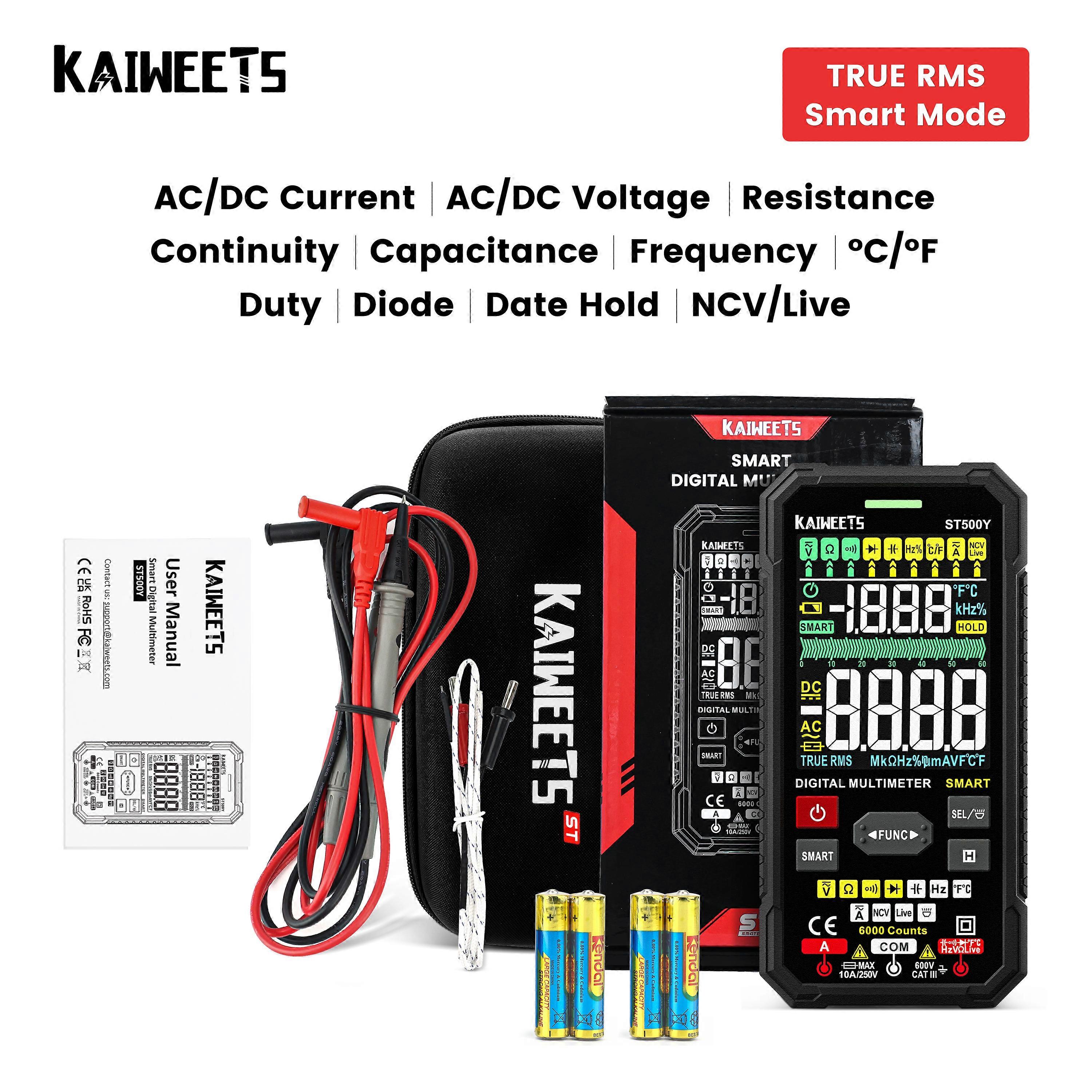 TRUE-RMS Smart Digital Multimeter Tester Voltmeter for Electrical Testing NCV Voltage Meter Tests Ohm Amp Auto Range