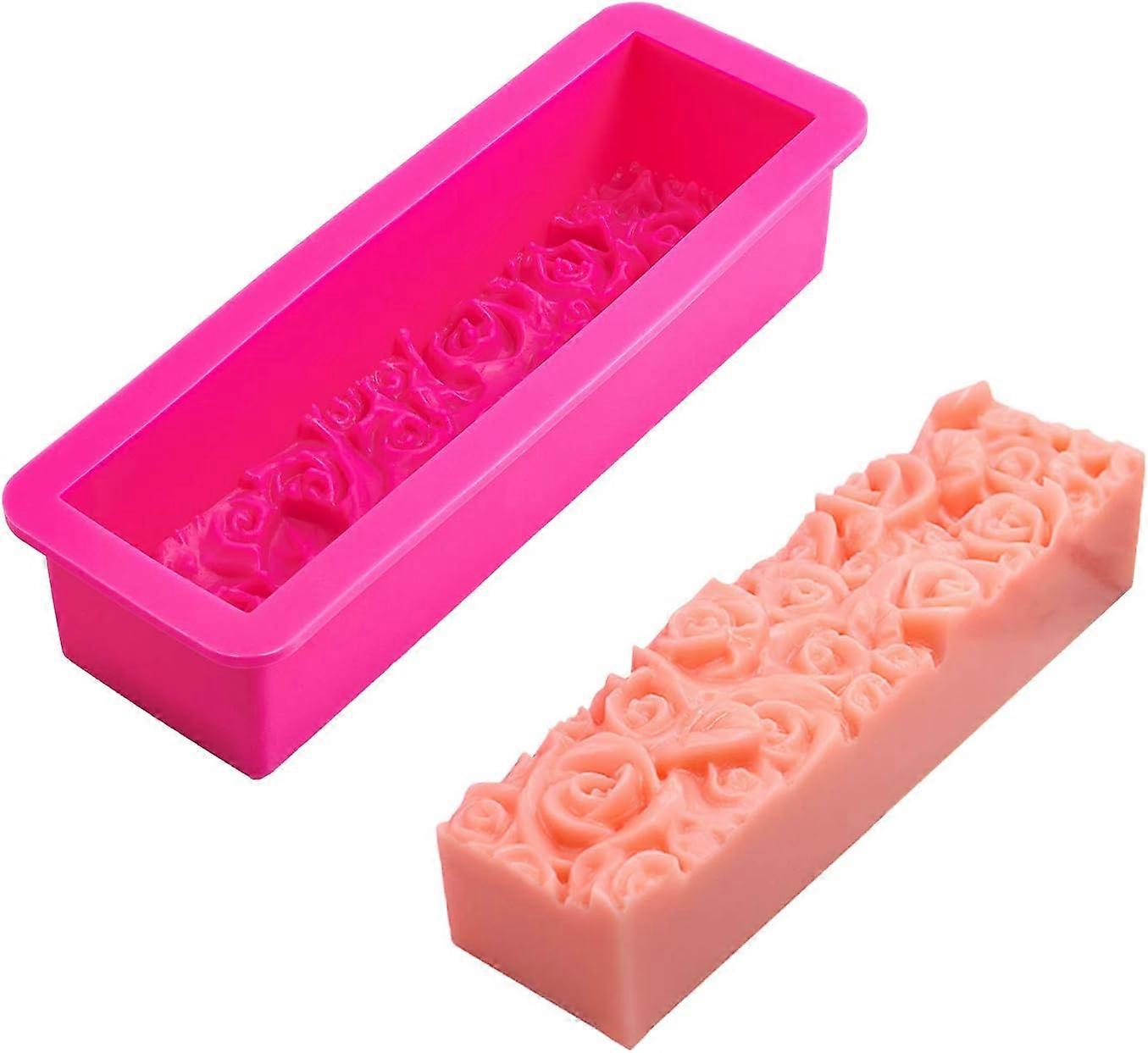 Silicone Soap Moulds with Rose Pattern 18oz Rectangular Soap Moulds Square Silicone Mould Handmade Loaf Bar Mould