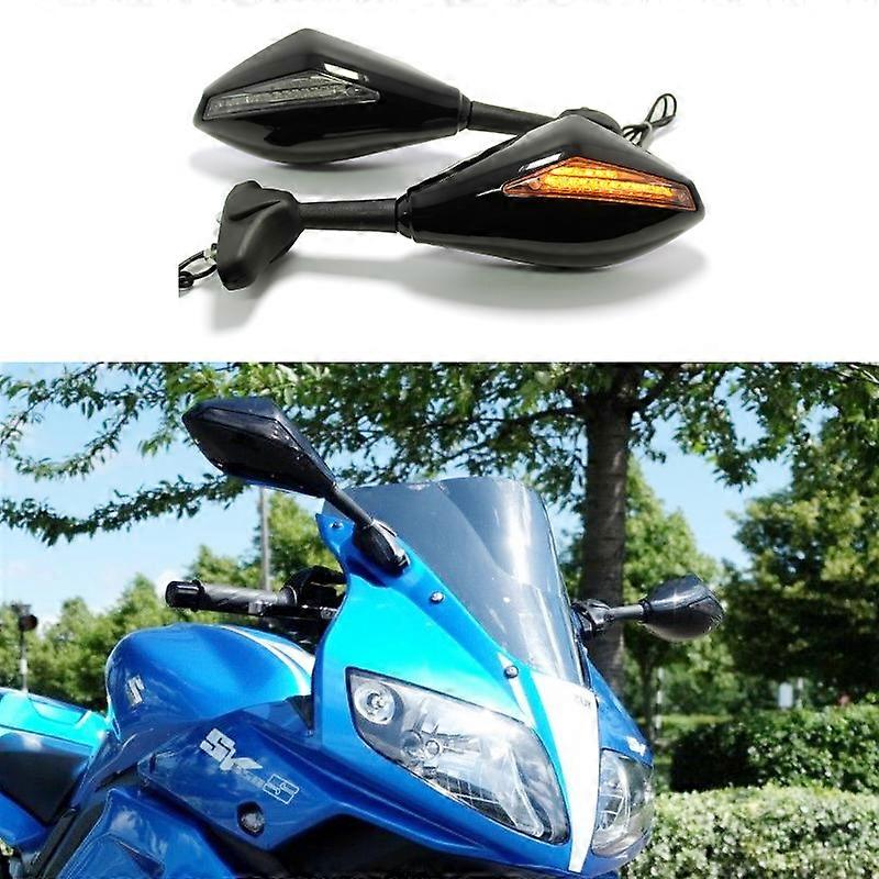 QX 1Pair Motorcycle Rearview Mirrors with LED Turn Signals for Yamaha YZF R1 R6 2000-2008 YZF R6S 2006-200 YZF R6 1999-2008 Kawasak