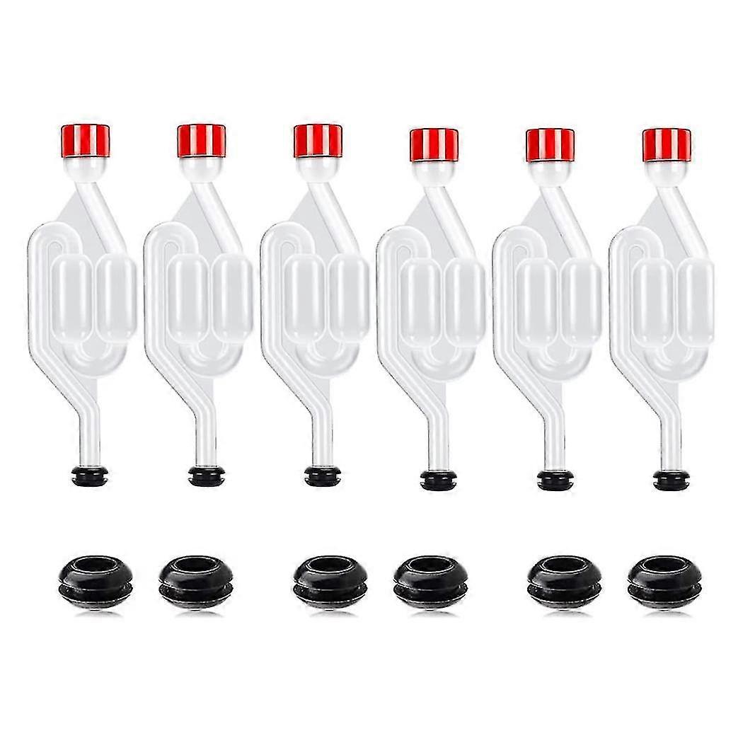 Brew Airlock Kit, 12 Airlocks And 6 Sealing Rings, Plastic Wine Airlock For Fermenting, , Beer, Win