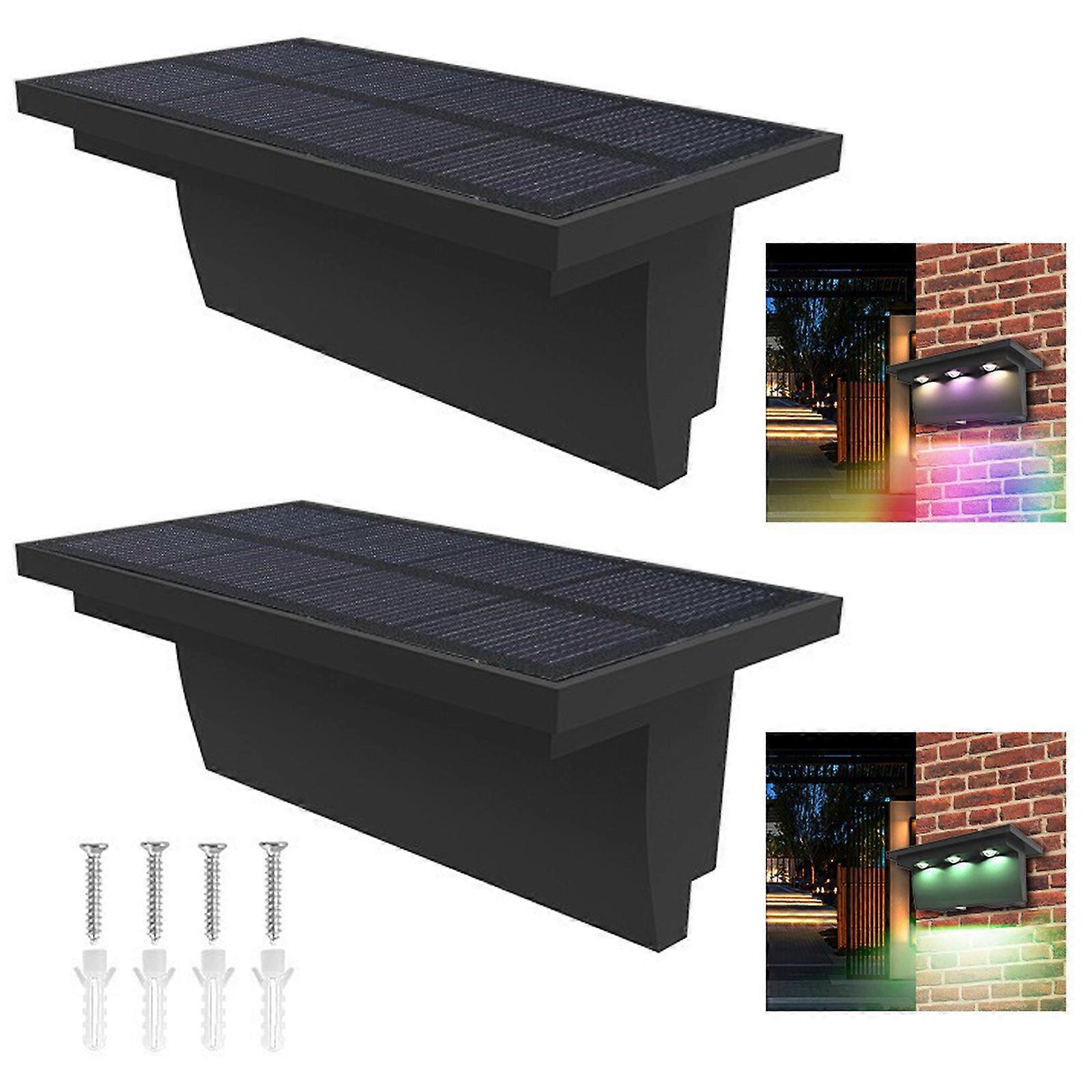 2pcs Solar LED Deck Lights Path Garden Patio Pathway Stairs Step Fence Lamp Outdoor