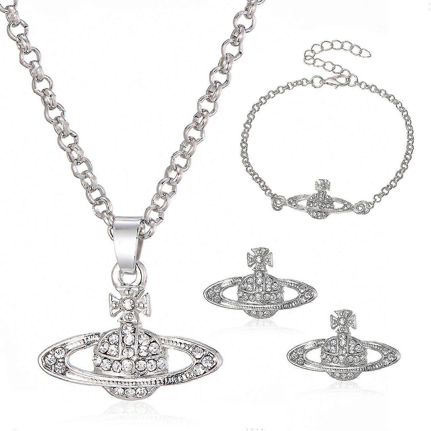 4pcs Orb Set Necklace+blet+earrings Pendant Chains