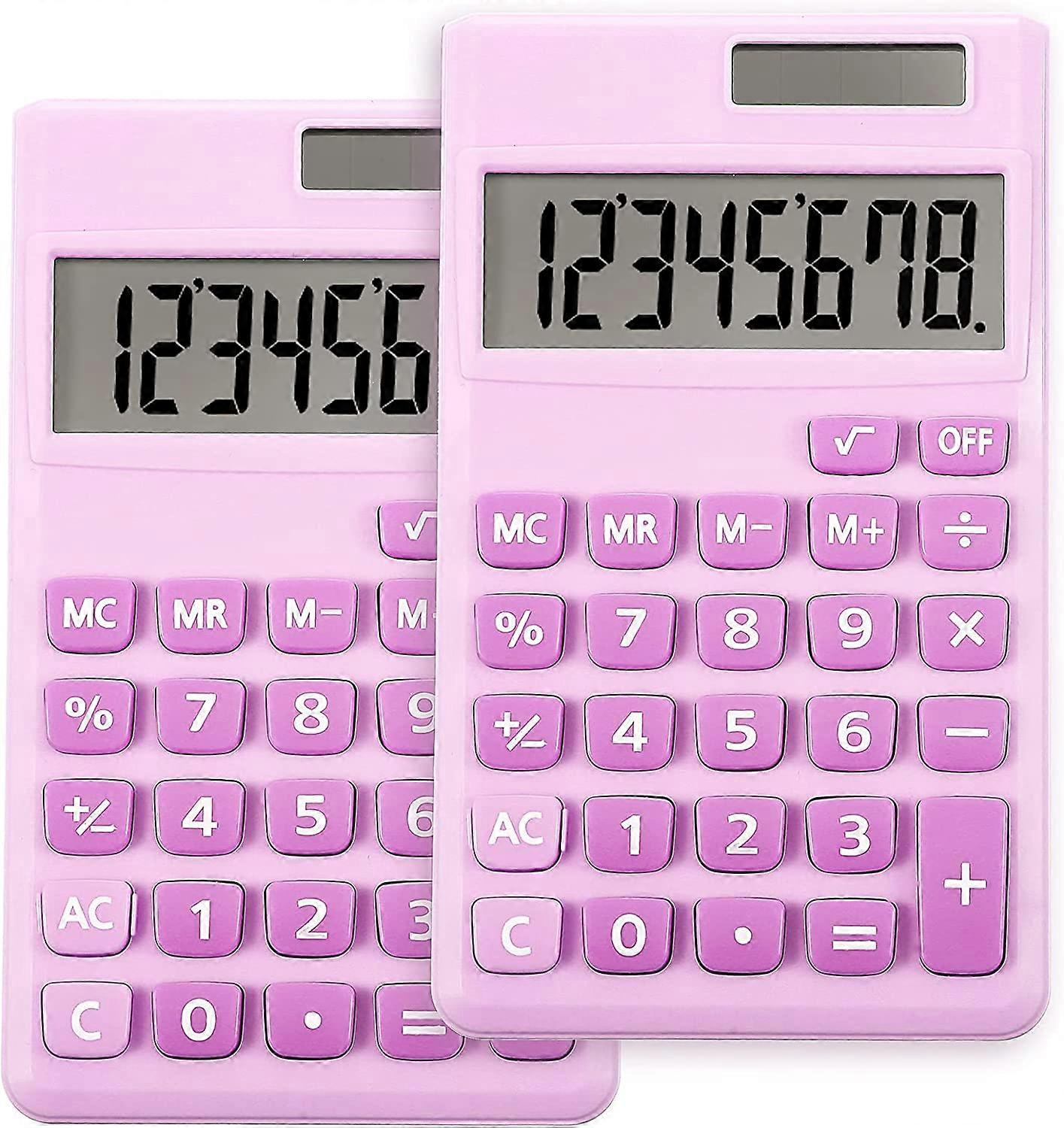 2 Pieces Basic Standard Calculators Mini Digital Desktop Calculator with 8-Digit LCD Display