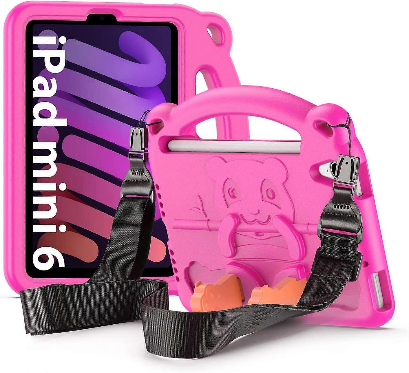Kid Case for iPad Mini 6 2021 (6th Generation) with Pencil Holder, Light Weight Shockproof Kid Case with Handle, Kickstands & Shoulder Strap for iPad