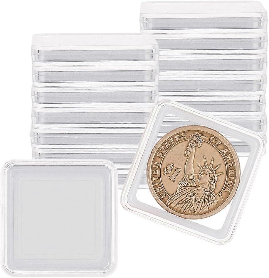 Plastic Coin Display Box for Collecting Coins Clear 33.5x33.5x5mm Inner Diameter: 30x30mm