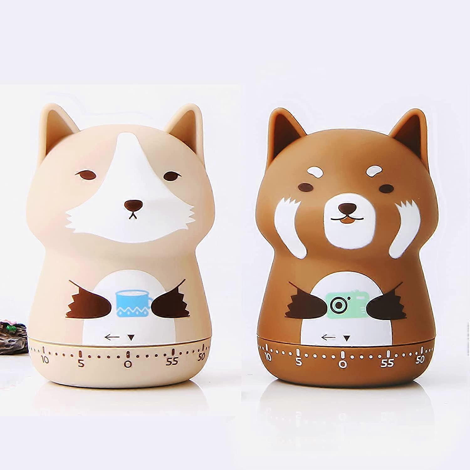 2 Pack Cute Kitchen Timer,100% Mechanical Timer,60 Minutes Wind up Timer for Cooking/Reading/Do Sports.
