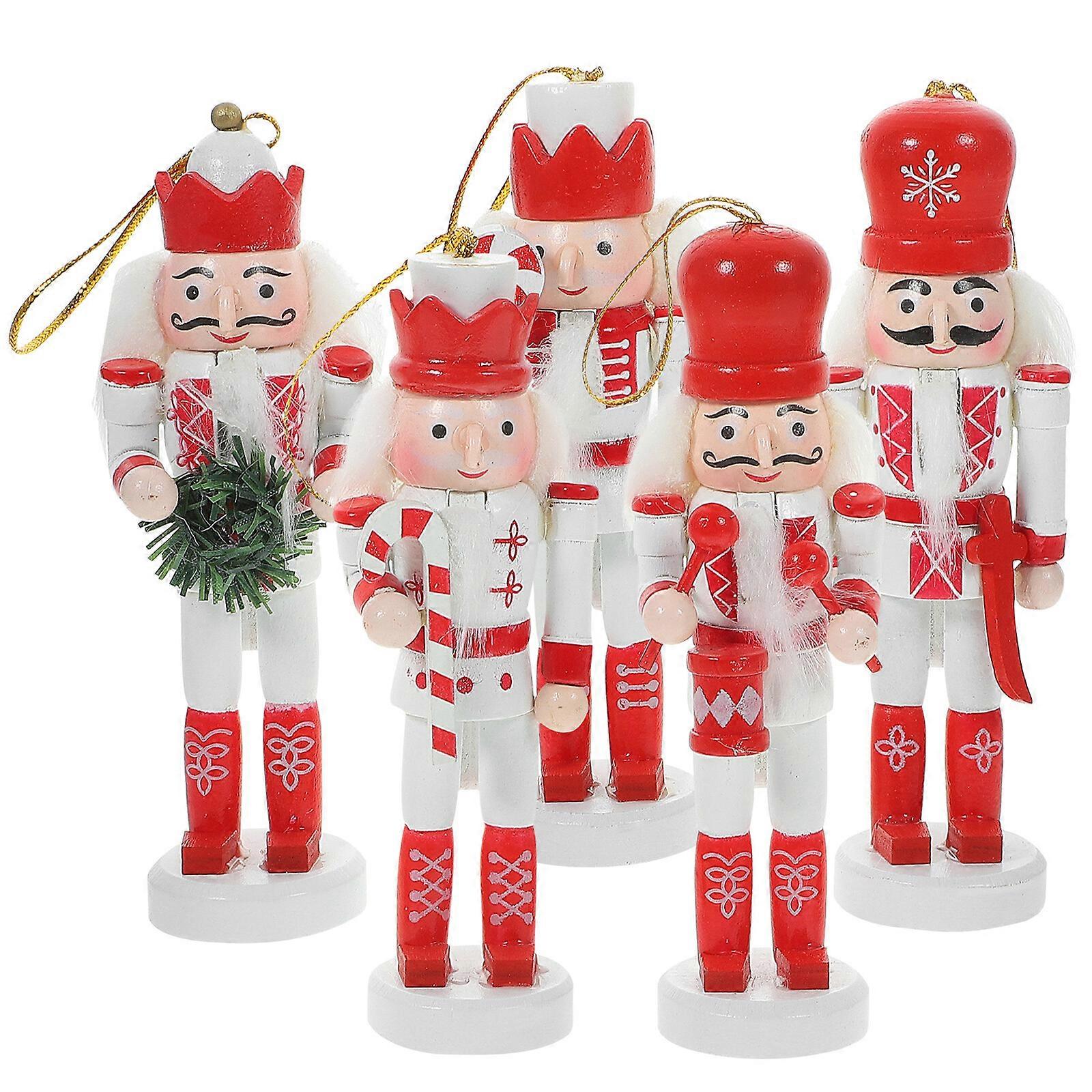 5pcs Nutcracker Hanging Decoration Xmas Tree  Nutcracker Soldier Ornament Wood Nutcracker Craft