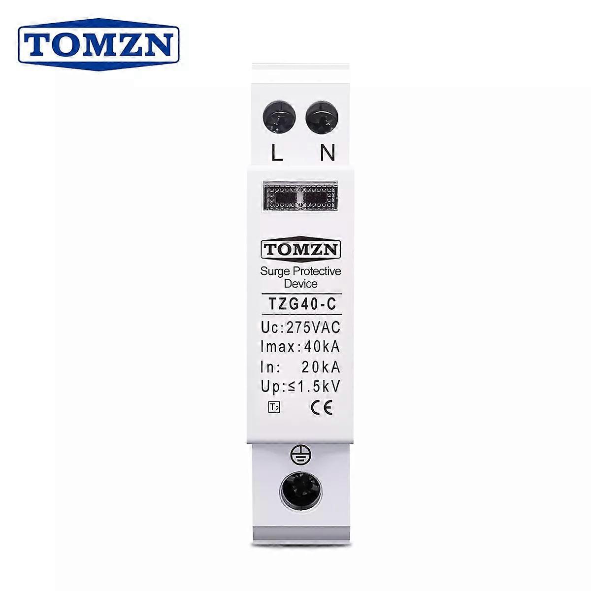 AC SPD TOMZN 20KA~40KA 275V House Surge Protector protection Protective Low-voltage Arrester Device 1P+N 18mm