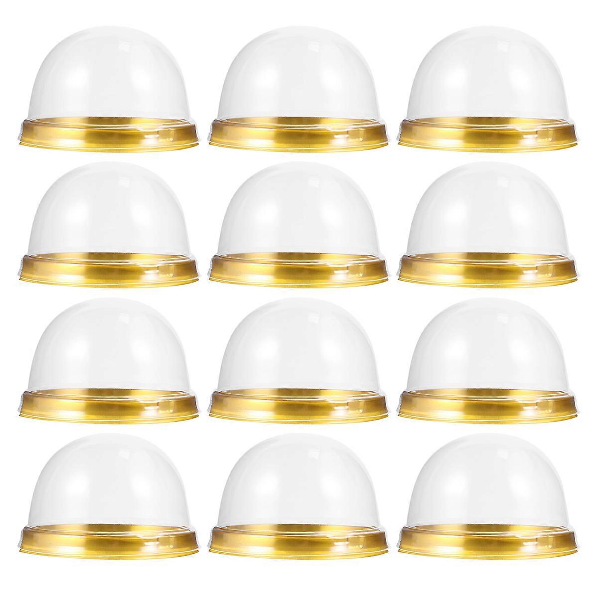 50pcs עגול פלסטיק ביצה-חלמון פחזנית קופסת שלפוחיות מיכל קופסאות כיפת עוגת ירח קופסת אריזת אפייה (מגש הזהב)