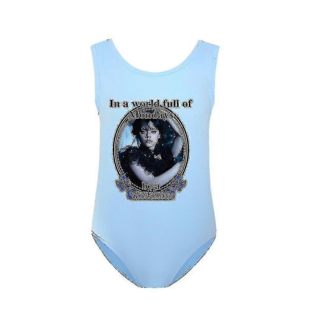 Enfants filles mercredi Addams imprimé une pièce maillot de bain maillot de bain maillot de bain maillot de bain 9-14 ans