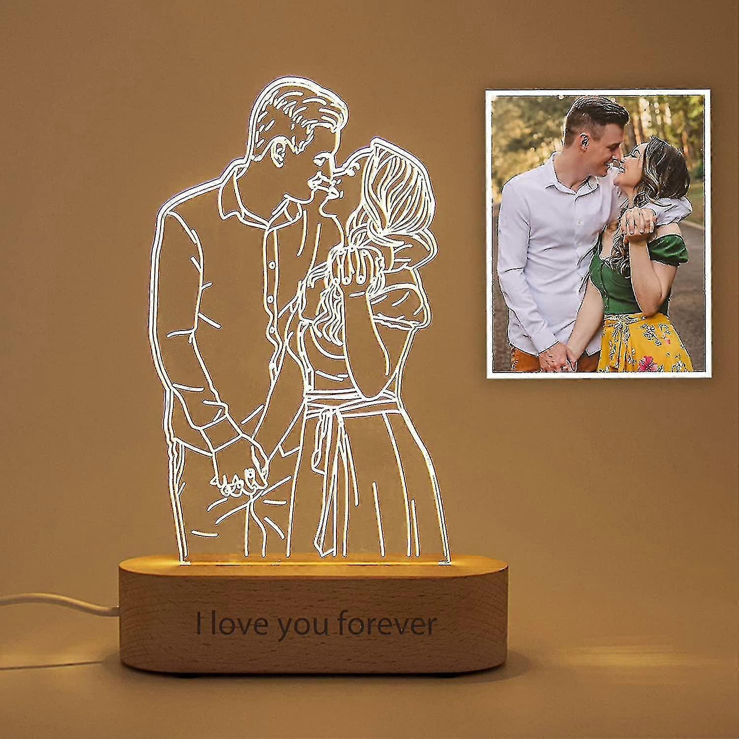 Custom 3d Photo Lamp Personalized Portrait Illusion Night Light Cube Light Up Picture Engraved Plaque Frame Things Remembered 21th Birthday Gift Boris