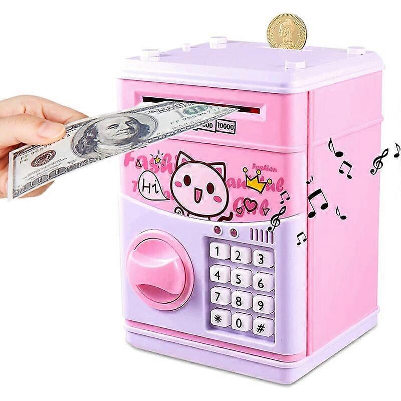 Automatisk elektronisk pengekasse for barn - med passord - rosa