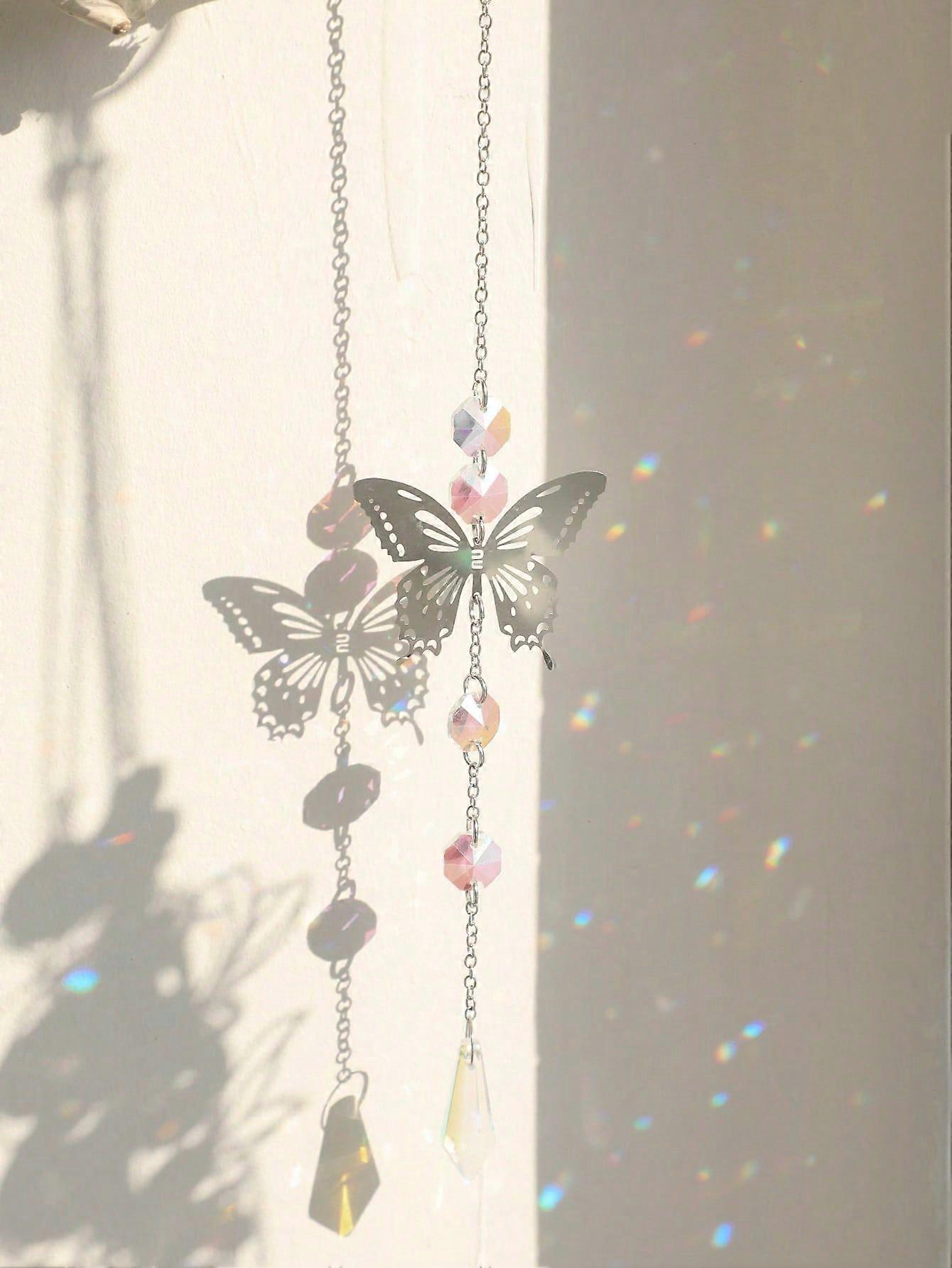 1pc Suncatchers With Crystals,Stained Glass Butterfly Dragonfly Sun Catchers Window Garden Hanging Decoration Ornament,Prism Rainbow Maker Pendant