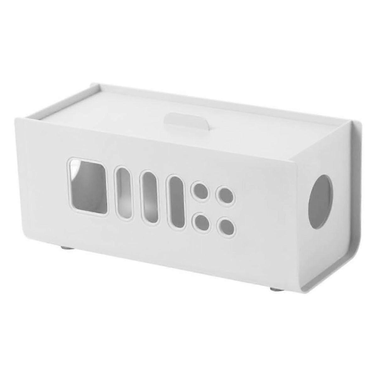 Plastic Cable Management Box Tabletop Cord Organizer TV Computer Power Cord Storage Box for HouseholdWhite