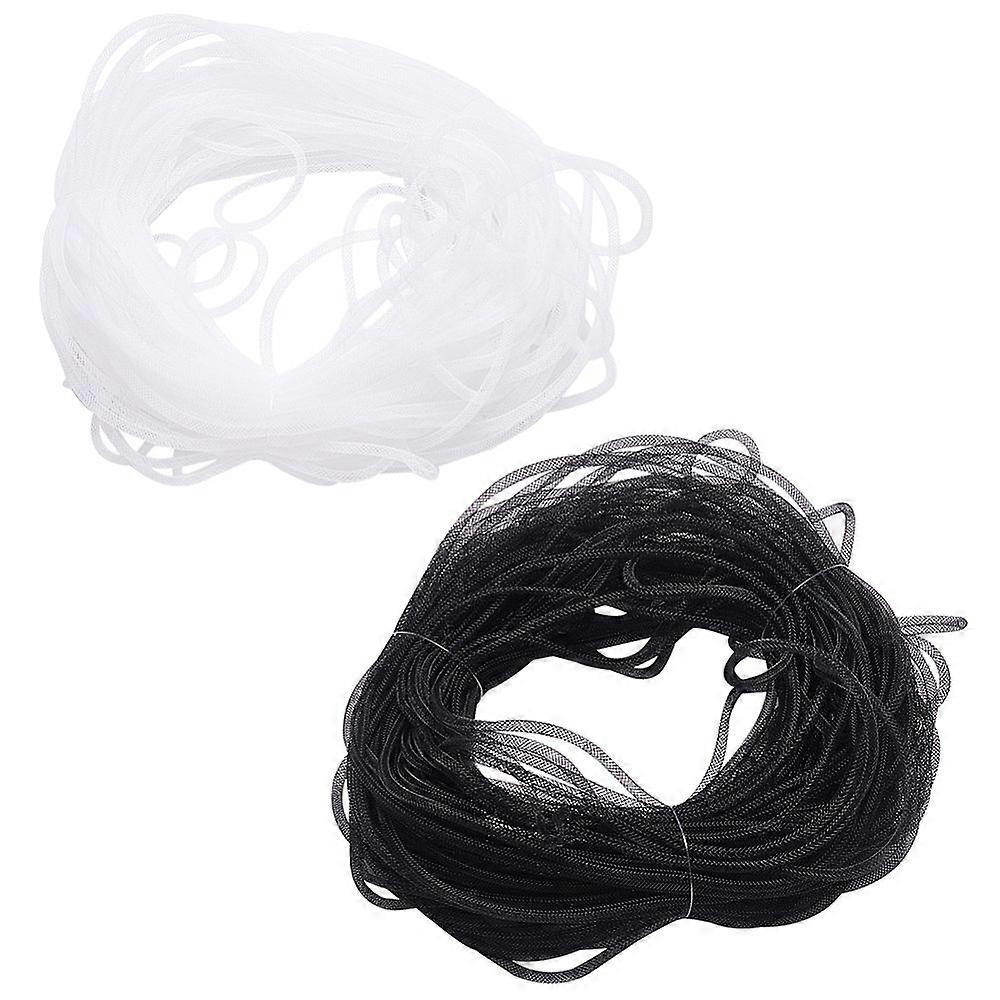 2Pcs 2 Colors Polyester Mesh Tubing Polyester Net Thread Cord Mixed Color 4mm about 45 yards/pc