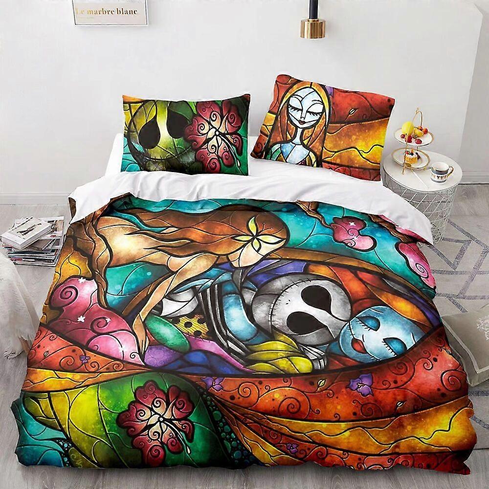 v548 Lençóis Natal Horror Noite Colcha Capa de Cama Conjunto de Cama Fronha Queen Size3-Piece Conjunto de Cama (1 Capa de Edredom + 2 Fronhas) y548