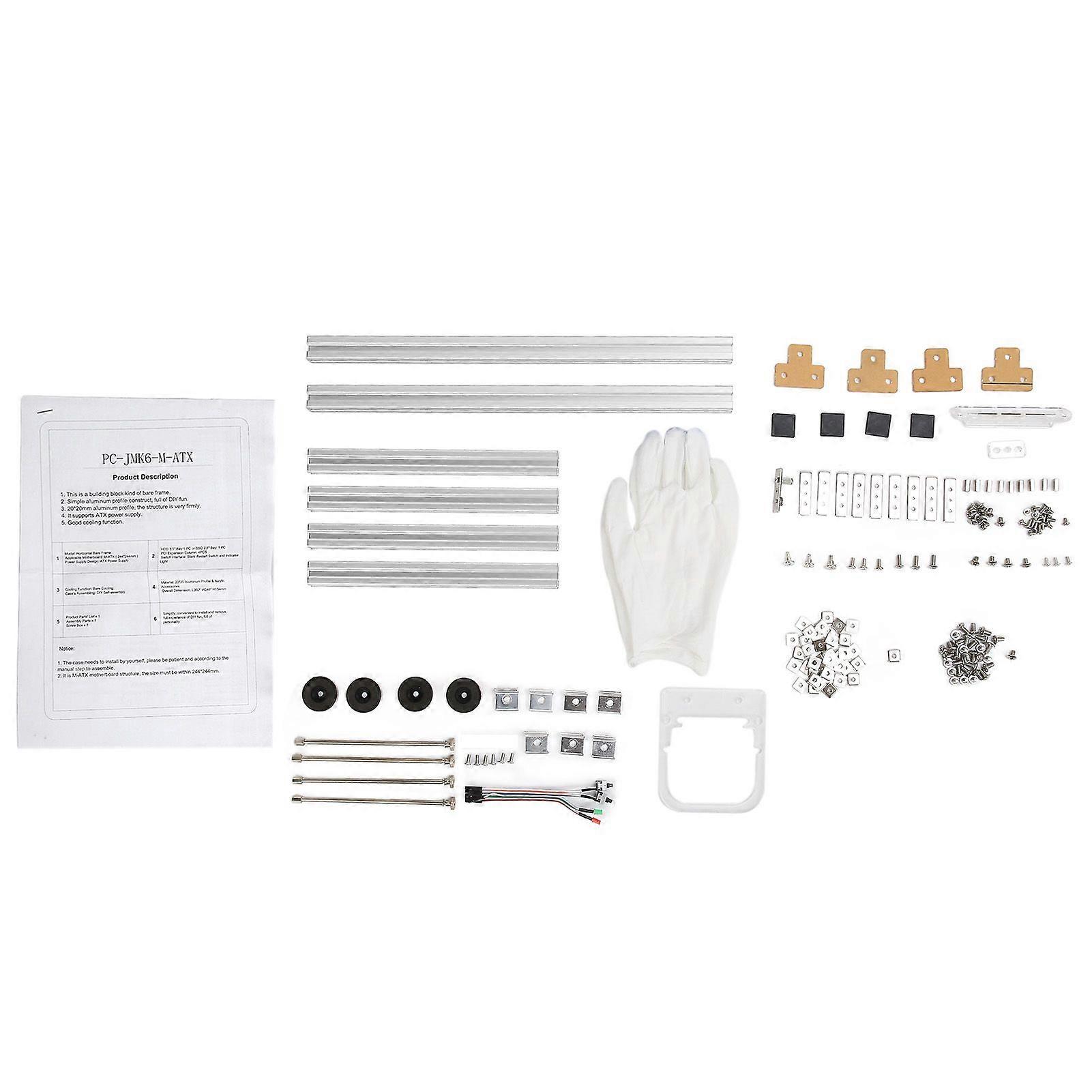 MATX Computer Open Case Bracket Excellent Heat Dissipation Aluminum DIY Bare Frame MATX Computer Case Silver