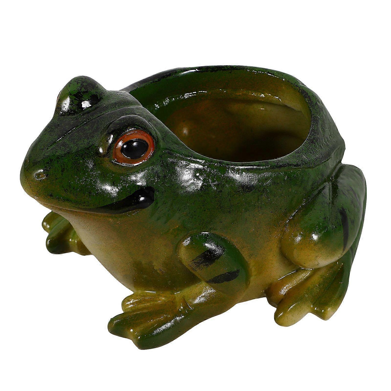 צפרדעים יצירתיות בצורת עציץ עציץ עסיסי צלמית צפרדעים קרמיות