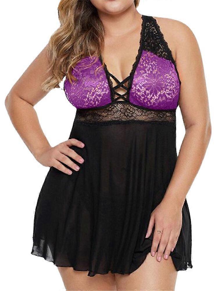 Plus Size Lace Backless Nightgown For Women