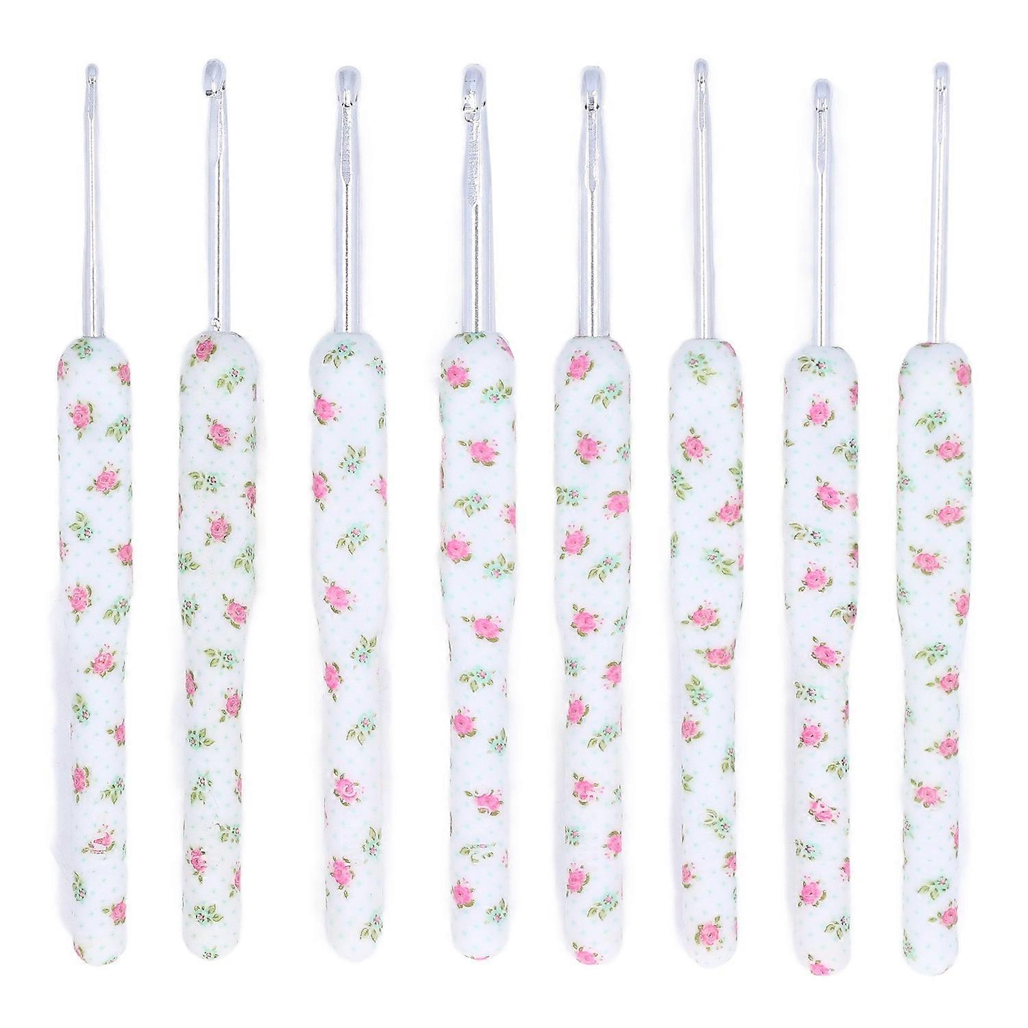 8pcs Crochet Hooks Ergonomic Design Comfortable Handle Easy Identification Compact Portable Knitting