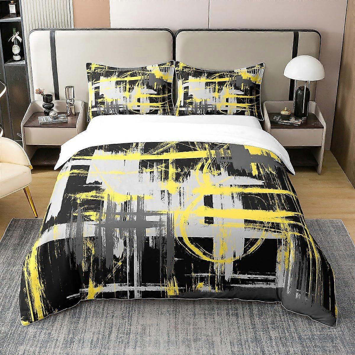 x2312 Lençóis Cinza Vermelho Branco Geométrico Conjunto de Cama Tamanho Completo Listras Capa de Edredom Decoração do Quarto Conjunto de Capa de Edredom Abstrata com Fronha 3-Piec