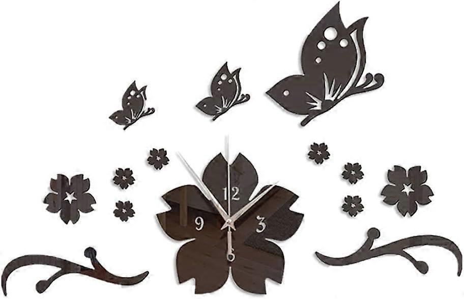 Modern Butterfly Flower Mirror Wall Clock