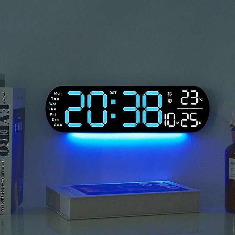 13.78 Inch Remote Control Digital Wall Clock Mood Light Timing Countdown 2 Alarm Auto Dimmer DST Plug In Use LED Alarm Clock