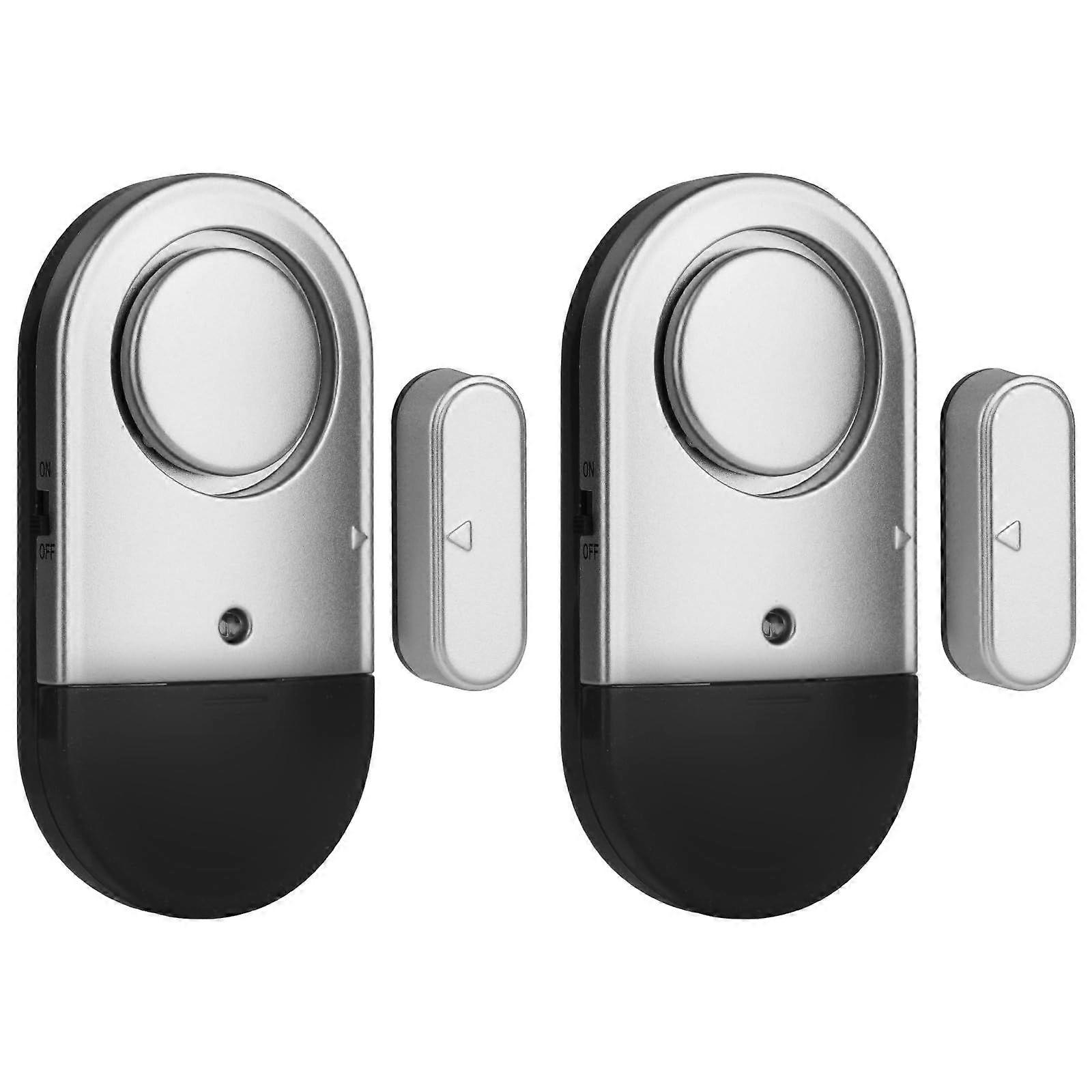 2PCS Alarme de Porta e Janela Sem Fio com Sirene Alta 125DB Detector de Porta e Janela Sem Fio, Sensor Magnético Sem Fio para Casa, Loja (Cinza)