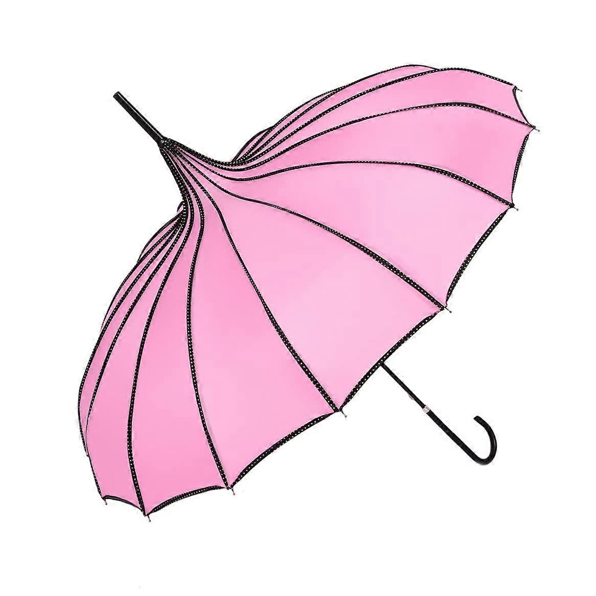 Pagoda-Style Umbrella with Hook Handle, Waterproof Canopy, UV Protection, Compact Size for Rain and Sun