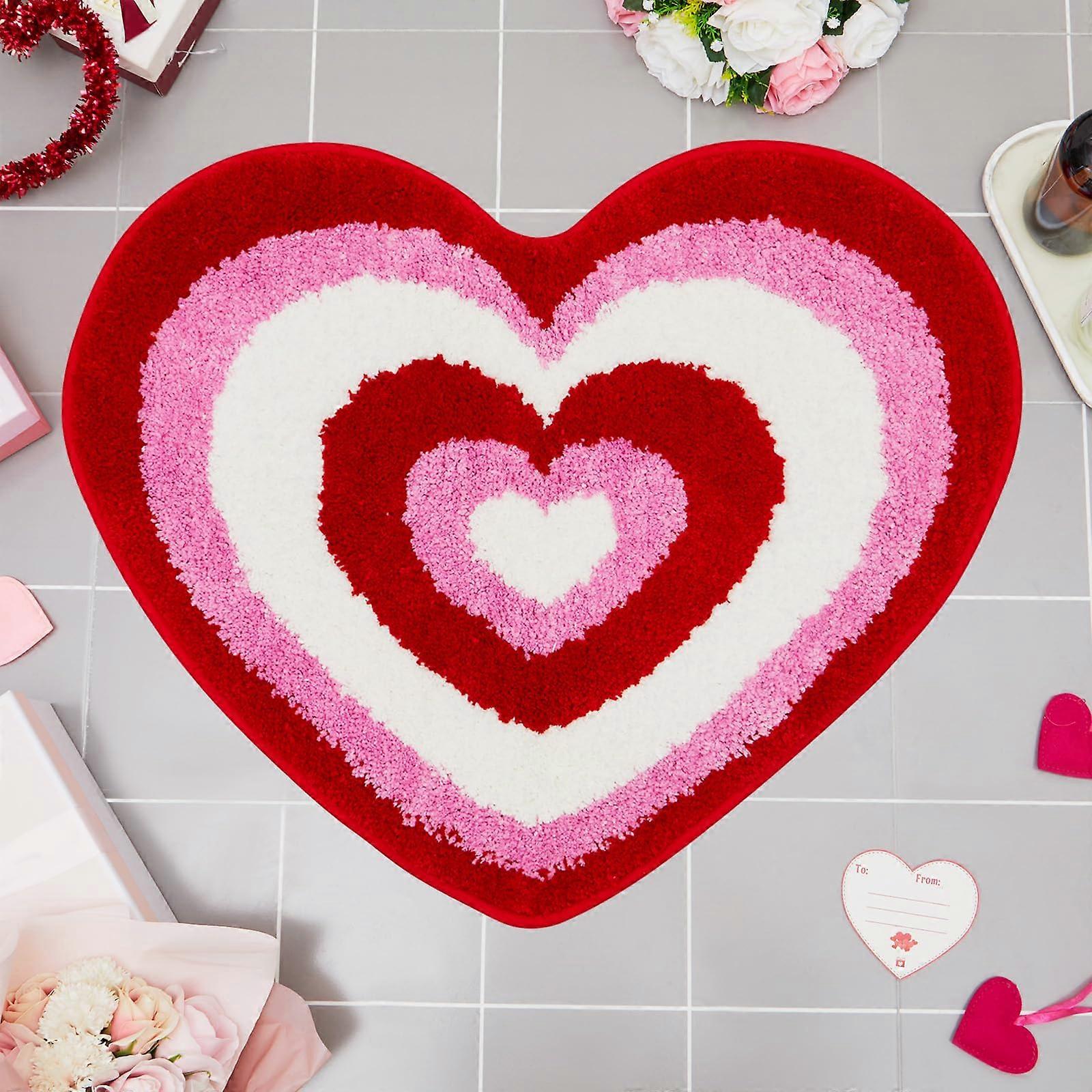 Heart-Shaped Non-Slip Decorative Mats for Home Charm, Indoor Use, Durable Material, 15-Inch Size, Pink Color