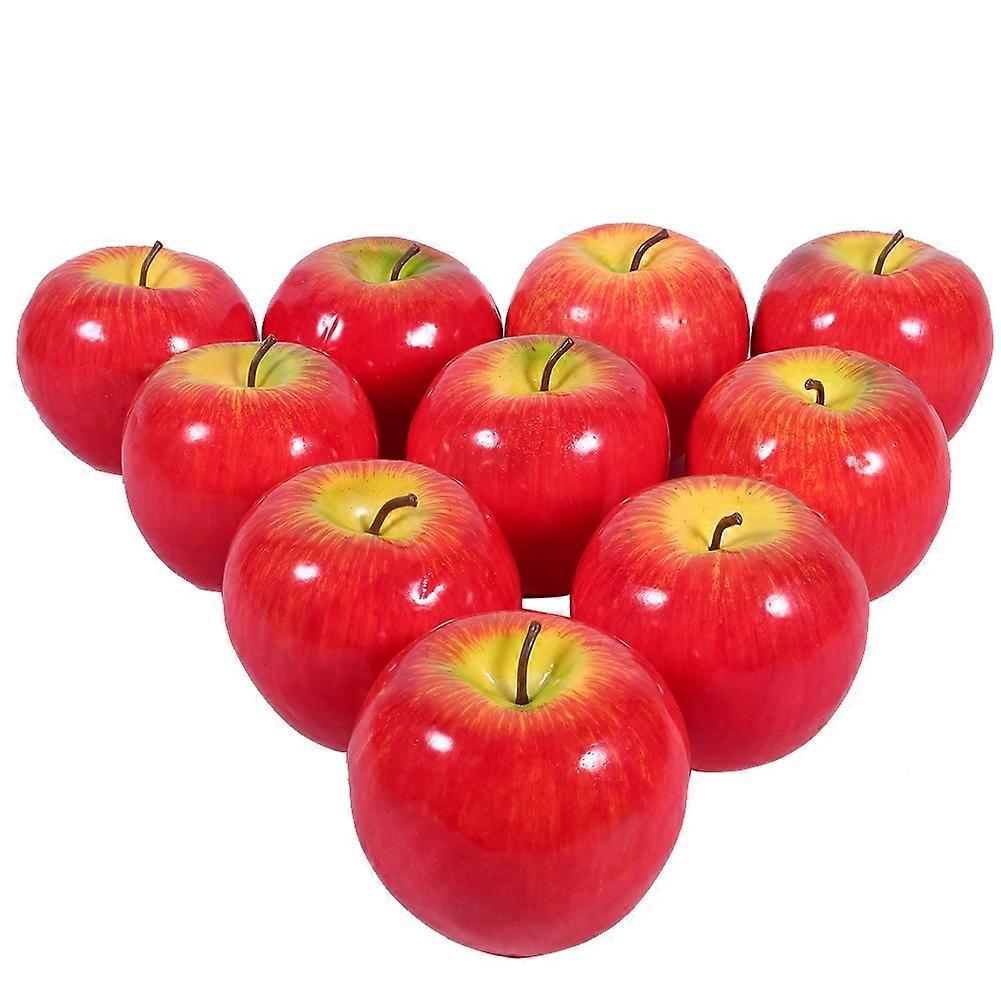 10pcs Artificial Red Apples Fruit Simulation Lifelike Kitchen Display Home Party Decoratiive