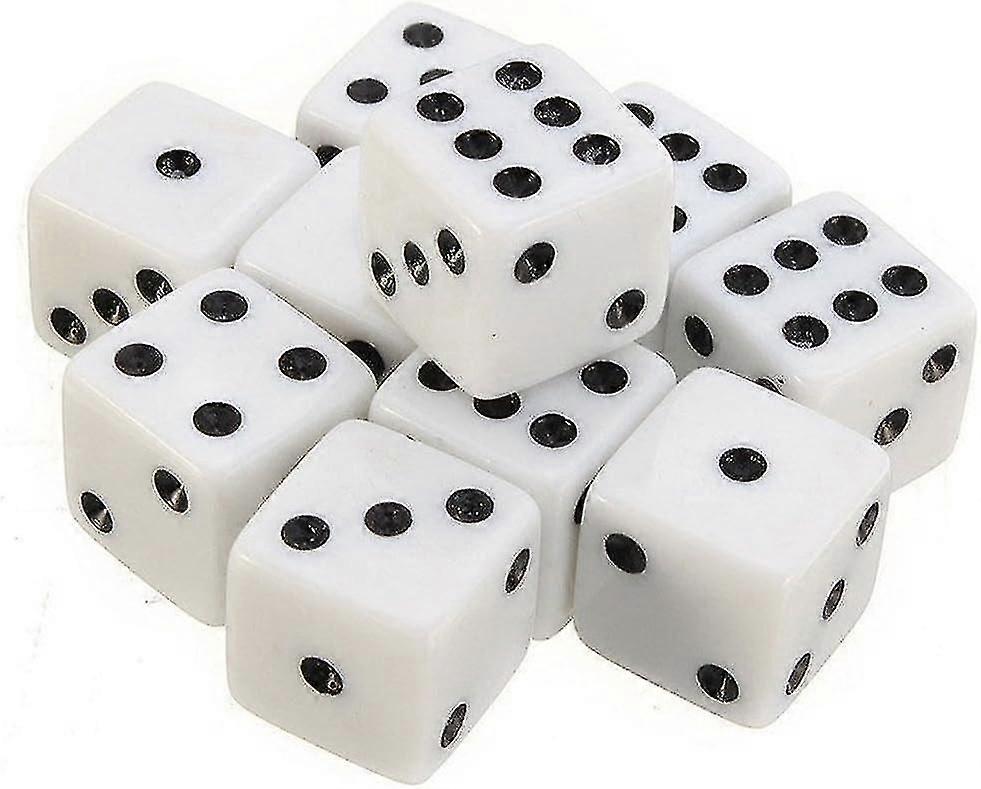 Pack Of 10 16mm Acrylic Square Corner Dice Six Sided Point Dice Casino Dice - Q1