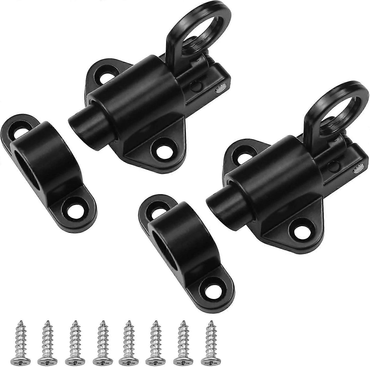 2 Pieces Sliding Gate Lock Spring Latch Latch Sliding Gate Latch Sliding Garage Door Latch, with Screws for All Types of Interior Door Locks (Black)
