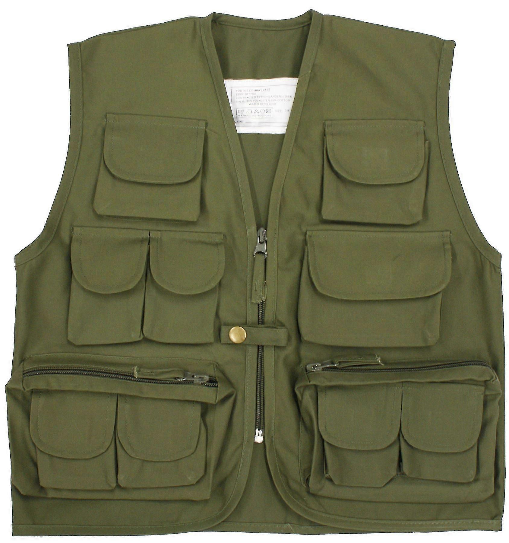 Neu Kinder Tasche Weste Weste Armee Uniform Groß Oliv