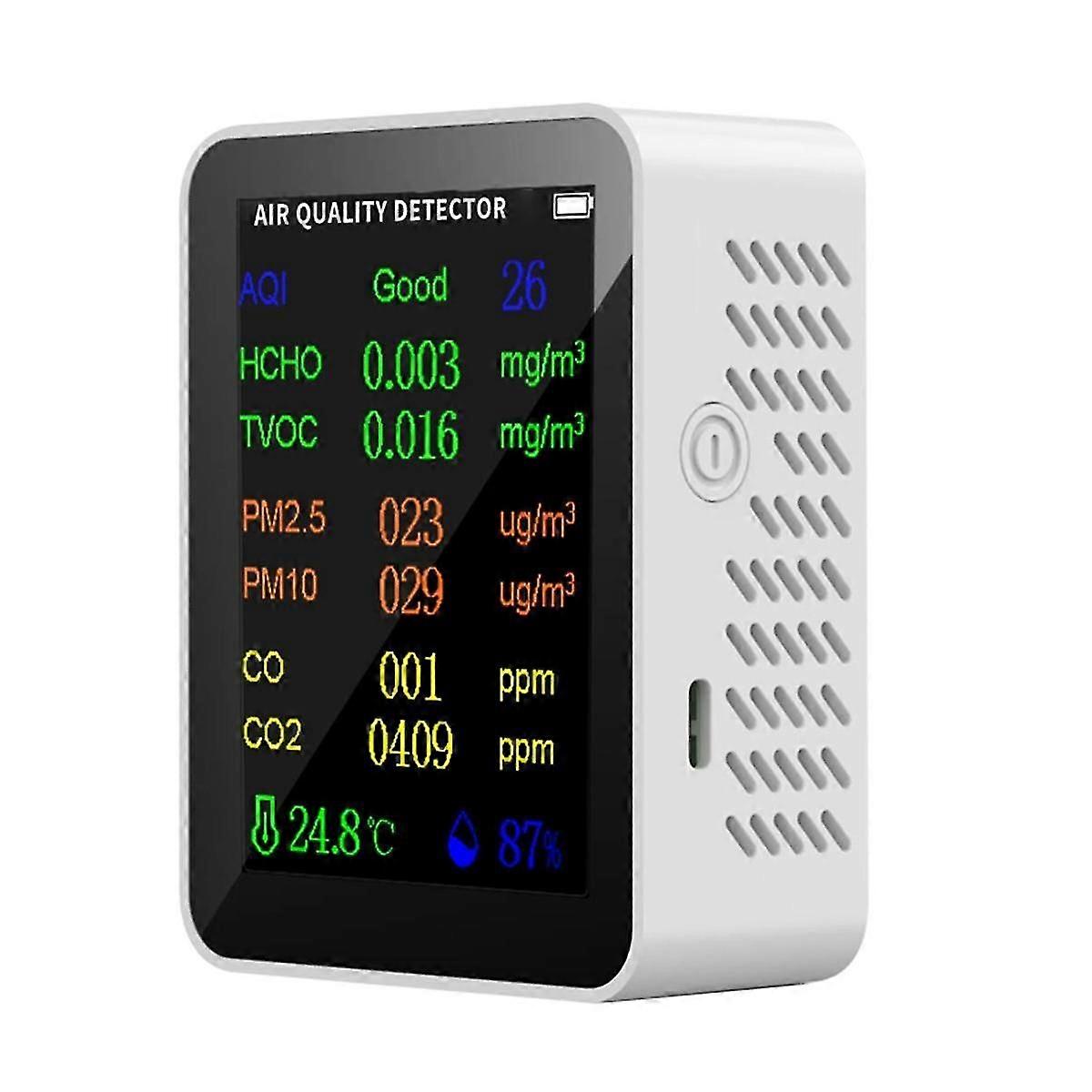 9 in 1 Portable Air Quality Meter PM2.5 PM10 CO CO2 TVOC HCHO Temperature Humidity Tester Color Scr