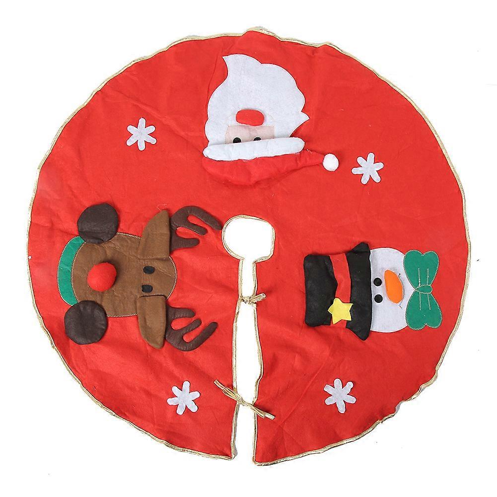 100cm Christmas Embroidered Tree Skirt Mat, Soft Fabric Xmas Tree Carpet for Holiday Home Decoration, Red and White