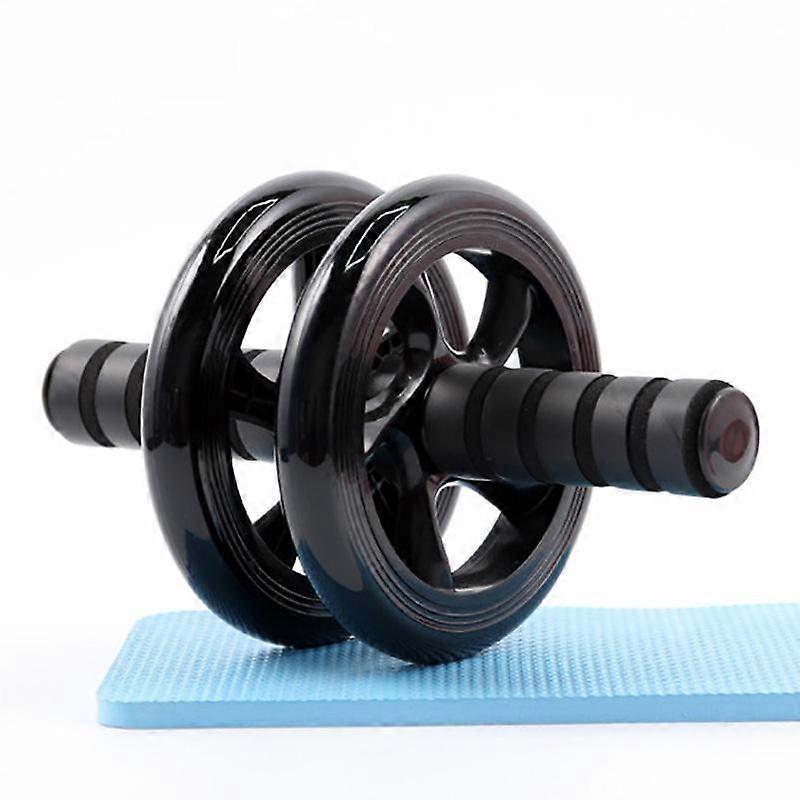 No Noise Gym Abdominal Wheel Ab Rollers with Mat for Exercise Fitness Equipment Accessory Unisex Black Double Wheeled Belly