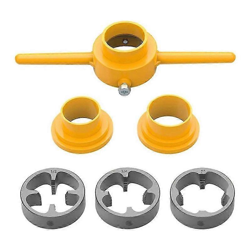 6 Pcs PVC Fil Maker Outil Tuyau Enfileur Plomberie Outil Kit Tuyau Rond Matrice Set avec 3 Matrices 1 / In, 3/4 in et 1 in NPT Die Set